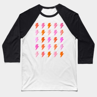 Preppy Pink and Orange Lightning Bolt Pattern Baseball T-Shirt